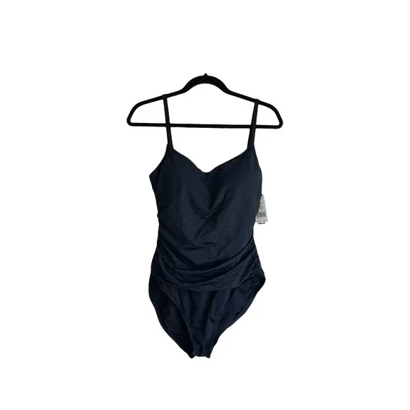 New La Blanca Women's Black Island Goddess One-piece Swimsuit Size 14 NWT - Picture 3 of 12